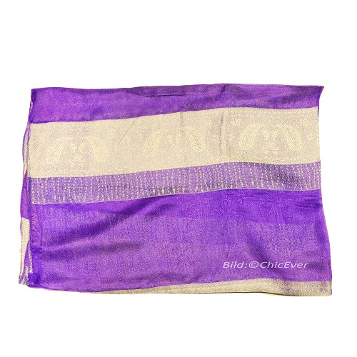 Chiffon Schal aus 100% Seide Seidenschal 60x170cm violett silber 3156
